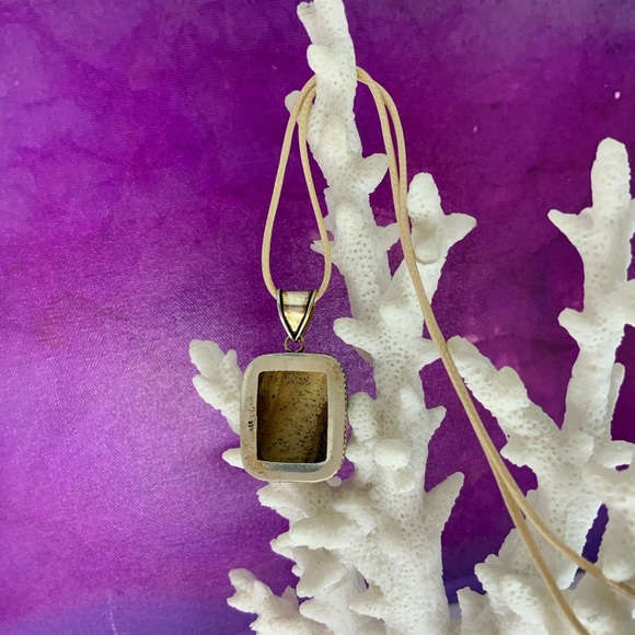 Picture Jasper Pendant Necklace 
on Beige Waxed Cotton Cord  Handmade - Picture 8 of 14